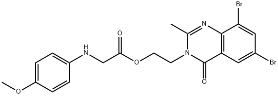 beta-(6,8-Dibromo-2-methyl-3,4-dihydro-4-oxoquinazolin-3-yl)ethyl p-an isidinoacetate 结构式