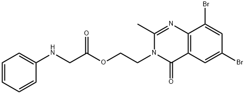 beta-(6,8-Dibromo-2-methyl-3,4-dihydro-4-oxoquinazolin-3-yl)ethyl anil inoacetate 结构式