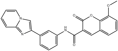 N-(3-(咪唑并[1,2-A]吡啶-2-基)苯基)-8-甲氧基-2-氧代-2H-苯并吡喃-3-酰胺 结构式