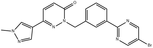 2-(3-(5-溴嘧啶-2-基)苄基)-6-(1-甲基-1H-吡唑-4-基)哒嗪-3(2H)-酮 结构式
