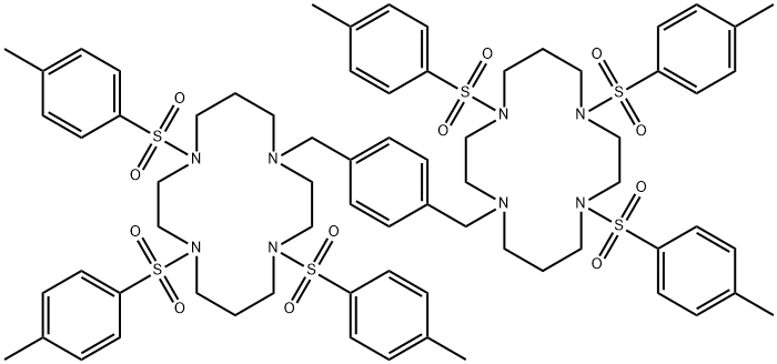 1,1'-[1,4-亚苯基双(亚甲基)]双[4,8,11-三[(4-甲基苯基)磺酰基]-1,4,8,11-四氮杂环十四烷 结构式