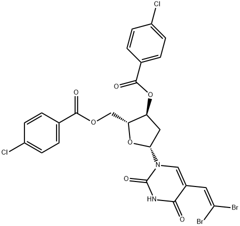 3',5'-di-O-(4-chlorobenzoyl)-5-(2-dibromovinyl)-2'-deoxyuridine 结构式