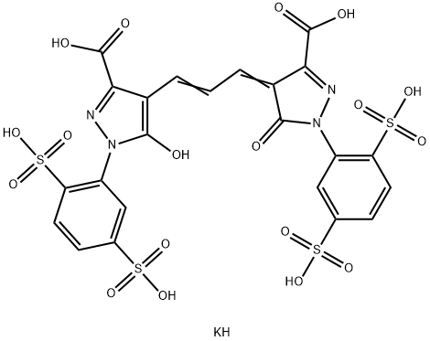 4-[3-[3-Carboxy-1-(2,5-dipotassiosulfophenyl)-5-hydroxy-1H-pyrazol-4-yl]-2-propenylidene]-1-(2,5-dipotassiosulfophenyl)-4,5-dihydro-5-oxo-1H-pyrazole-3-carboxylic acid 结构式