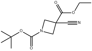 1-BOC-3-氰基氮杂丁烷-3-羧酸乙酯 结构式