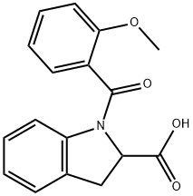 1-(2-METHOXYBENZOYL)-2,3-DIHYDRO-1H-INDOLE-2-CARBOXYLICACID 结构式