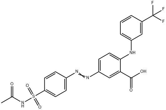 Benzoic  acid,  5-[[4-[(acetylamino)sulfonyl]phenyl]azo]-2-[[3-(trifluoromethyl)phenyl]amino]-  (9CI) 结构式