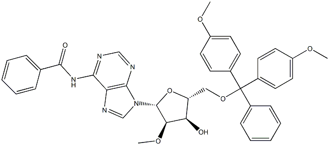 N6-苯甲酰基-5'-O-DMT-2'-甲氧基腺苷 结构式