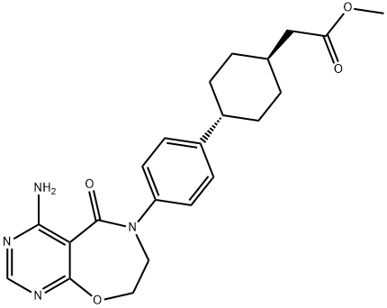 Methyl 2-((1r,4r)-4-(4-(4-chloro-5-oxo-7,8-dihydropyriMido[5,4-f][1,4]oxazepin-6(5H)-yl)phenyl)cyclohexyl)acetate 结构式