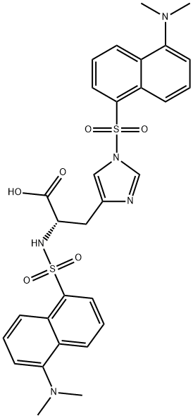 N,1-二[[5-(二甲基氨基)-1-萘基]磺酰基]-L-组氨酸 结构式