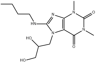 7-(2,3-Dihydroxypropyl)-8-butylaminotheophylline 结构式