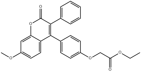 Ethyl (4-(7-methoxy-2-oxo-3-phenyl-2H-1-benzopyran-4-yl)phenoxy)acetat e 结构式