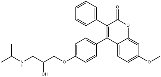 4-[4-[2-hydroxy-3-(propan-2-ylamino)propoxy]phenyl]-7-methoxy-3-phenyl -chromen-2-one 结构式