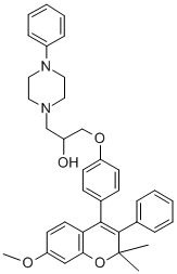 1-Piperazineethanol, alpha-((4-(7-methoxy-2,2-dimethyl-3-phenyl-2H-1-b enzopyran-4-yl)phenoxy)methyl)-4-phenyl- 结构式