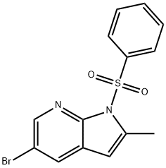 5-BROMO-2-METHYL-1-(PHENYLSULFONYL)-1H-PYRROLO[2,3-B]PYRIDINE 结构式