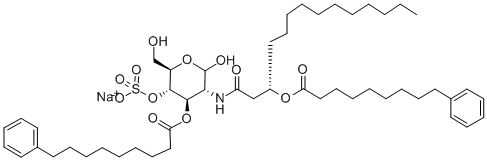 2-脱氧-3-O-(9-苯基壬酰基)-2-[3(S)-(9-苯基壬酰氧基)十四烷酰胺基]-4-O-磺基-D-吡喃葡萄糖 结构式