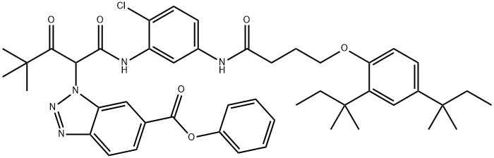 1-[1-[N-[2-Chloro-5-[4-(2,4-di-tert-pentylphenoxy)butyrylamino]phenyl]carbamoyl]-3,3-dimethyl-2-oxobutyl]-1H-benzotriazole-6-carboxylic acid phenyl ester 结构式