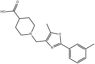 1-{[5-甲基-2-(3-甲基苯基)-1,3-恶唑-4-基]甲基}哌啶-4-羧酸 结构式