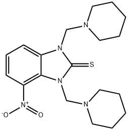 2H-Benzimidazole-2-thione, 1,3-dihydro-1,3-bis(1-piperidinylmethyl)-4-nitro- 结构式