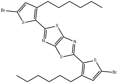 噻唑并[5,4-D]噻唑, 2,5-双(5-溴-3-己基-2-噻吩基)- 结构式