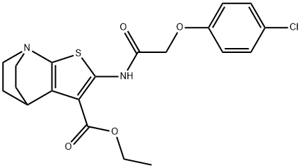 2-(4-Chlorophenoxyacetylamino)-3-ethoxycarbonylthieno(2,3-b)quinuclidi ne 结构式