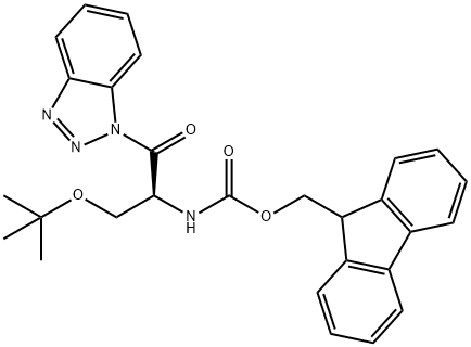 9H-芴-9-基甲基 N-[(1S)-2-(1H-苯并三氮唑-1-基)-1-[(1,1-二甲基乙氧基)甲基]-2-氧代乙基]氨基甲酸酯 结构式