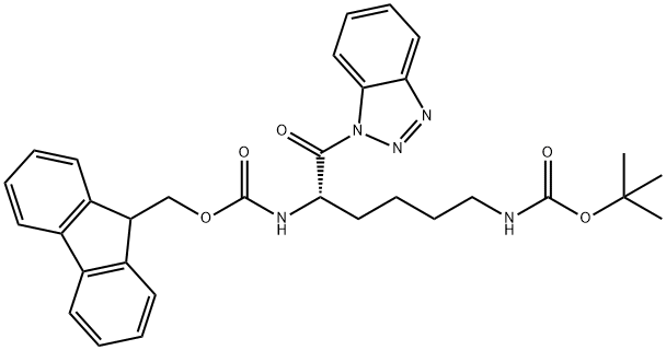 FMOC-Lys(BOC)-Bt 结构式