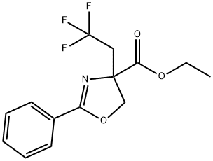 Ethyl 2-phenyl-4-(2,2,2-trifluoroethyl)-4,5-dihydrooxazole-4-carboxylate 结构式