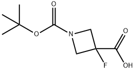 1-(叔丁氧基羰基)-3-氟氮杂丁烷-3-羧酸 结构式