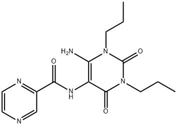 Pyrazinecarboxamide,  N-(6-amino-1,2,3,4-tetrahydro-2,4-dioxo-1,3-dipropyl-5-pyrimidinyl)-  (9CI) 结构式