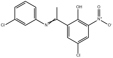 4-CHLORO-2-[1-[(3-CHLOROPHENYL)IMINO]ETHYL]-6-NITRO-PHENOL 结构式
