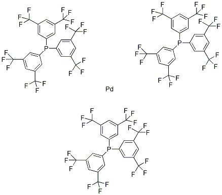 三[三(3,5-双(三氟甲基)苯基)膦]钯(0) 结构式