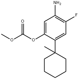 5-氨基-4-氟-2-(1-甲基环己基)苯基甲基碳酸酯 结构式