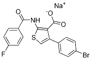 4-(4-溴苯基)-2-[(4-氟苯甲酰基)氨基]噻吩-3-羧酸钠盐 结构式