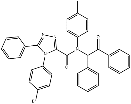 4H-1,2,4-Triazole-3-carboxamide, 4-(4-bromophenyl)-N-(4-methylphenyl)- N-(2-oxo-1,2-diphenylethyl)-5-phenyl- 结构式