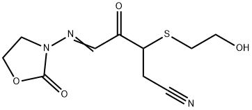 3-(4-cyano-3-beta-hydroxyethylmercapto-2-oxobutylideneamino)-2-oxazolidone 结构式