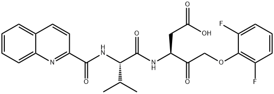 (3S)-5-(2,6-二氟苯氧基)-3-[[(2S)-3-甲基-1-氧代-2-[(2-喹啉甲酰基)氨基]丁基]氨基]-4-氧代-戊酸 结构式