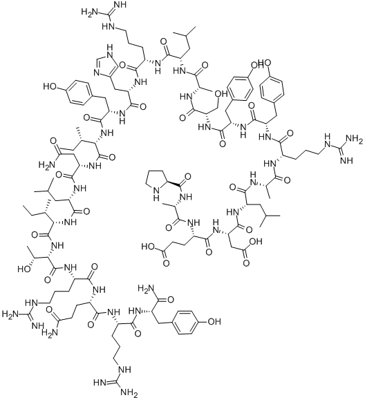 PRO-ALA-GLU-ASP-LEU-ALA-ARG-TYR-TYR-SER-ALA-LEU-ARG-HIS-TYR-ILE-ASN-LEU-ILE-THR-ARG-GLN-ARG-TYR-NH2 结构式