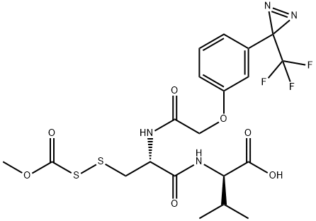 N-[3-[(甲氧羰基)二硫基]-N-[[3-[3-(三氟甲基)-3H-双吖丙啶-3-基]苯氧基]乙酰基]-L-丙氨酰基]-D-缬氨酸 结构式