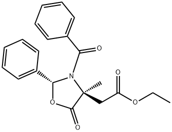 (2R,4S)-3-Benzoyl-4-ethoxylcarbonylmethyl-4-methyl-5-oxazolidinone 结构式
