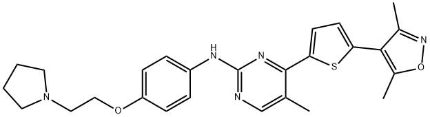 2-PyriMidinaMine, 4-[5-(3,5-diMethyl-4-isoxazolyl)-2-thienyl]-5-Methyl-N-[4-[2-(1-pyrrolidinyl)ethoxy]phenyl]- 结构式