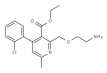 2-[(2-氨基乙氧基)甲基]-4-(2-氯苯基)-6-甲基-3-吡啶甲酸乙酯 结构式