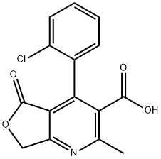 4-(2-氯苯基)-5,7-二氢-2-甲基-5-氧代呋喃并[3,4-b]吡啶-3-甲酸 结构式