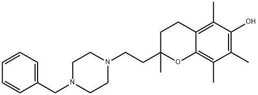 3,4-Dihydro-2,5,7,8-tetramethyl-2-[2-[4-(phenylmethyl)-1-piperazinyl]ethyl]-2H-1-benzopyran-6-ol 结构式
