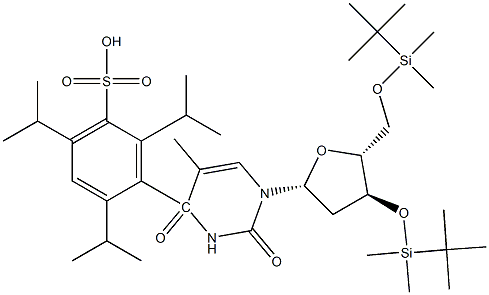 3',5'-BIS-O-(T-BUTYLDIMETHYLSILYL)-O4-(2,4,6-TRIISOPROPYL-PHENYLSULFONYL)THYMIDINE 结构式