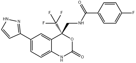 BenzaMide, N-[[(4S)-1,4-dihydro-2-oxo-6-(1H-pyrazol-3-yl)-4-(trifluoroMethyl)-2H-3,1-benzoxazin-4-yl]Methyl]-4-fluoro- 结构式