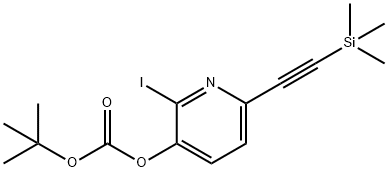 (2-碘-6-((三甲基甲硅烷基)乙炔基)吡啶-3-基)碳酸叔丁酯 结构式