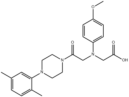 [{2-[4-(2,5-dimethylphenyl)piperazin-1-yl]-2-oxoethyl}(4-methoxyphenyl)amino]acetic acid 结构式