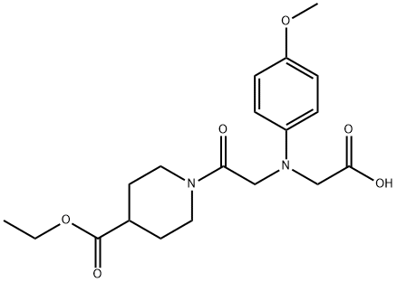 [{2-[4-(ethoxycarbonyl)piperidin-1-yl]-2-oxoethyl}(4-methoxyphenyl)amino]acetic acid 结构式
