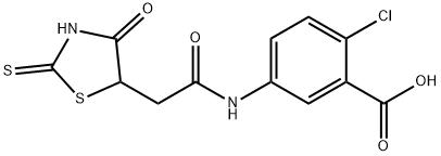 2-chloro-5-{[(2-mercapto-4-oxo-4,5-dihydro-1,3-thiazol-5-yl)acetyl]amino}benzoic acid 结构式