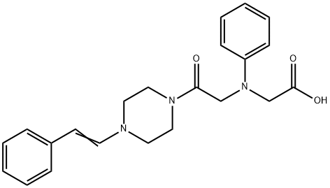 [(2-oxo-2-{4-[(E)-2-phenylvinyl]piperazin-1-yl}ethyl)(phenyl)amino]acetic acid 结构式